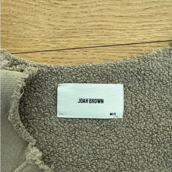 Joah Brown Sweatshirt Raw Hems Size M/L Brownish Gray - Picture 2 of 3